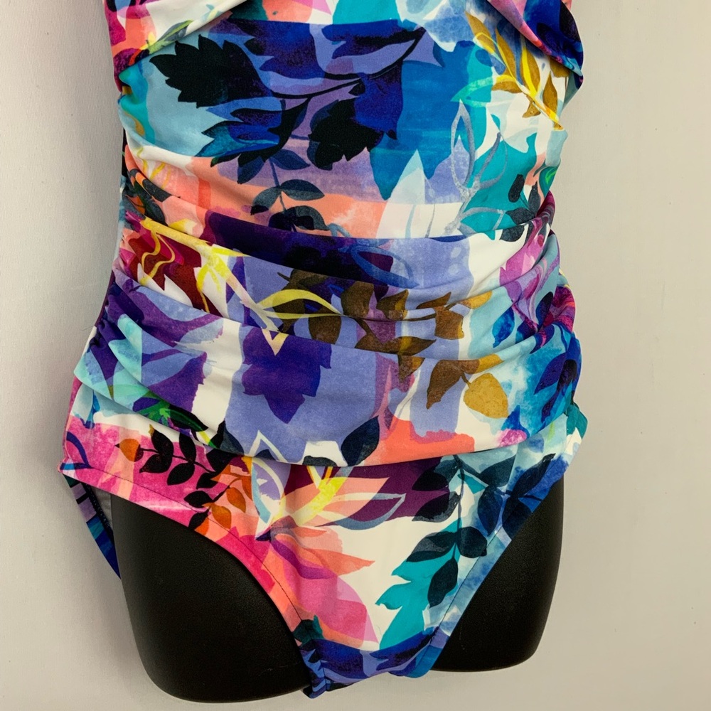 Maxine of‎ Hollywood Sz 14 XL Multicolor One Piece Tropical Floral Swimsuit - Picture 3 of 9